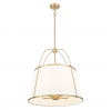 Klasyczna lampa wisząca mosiężna abażurowa dekoracyjna z geometrycznym detalem SAVANNAH P05545BR-WH
